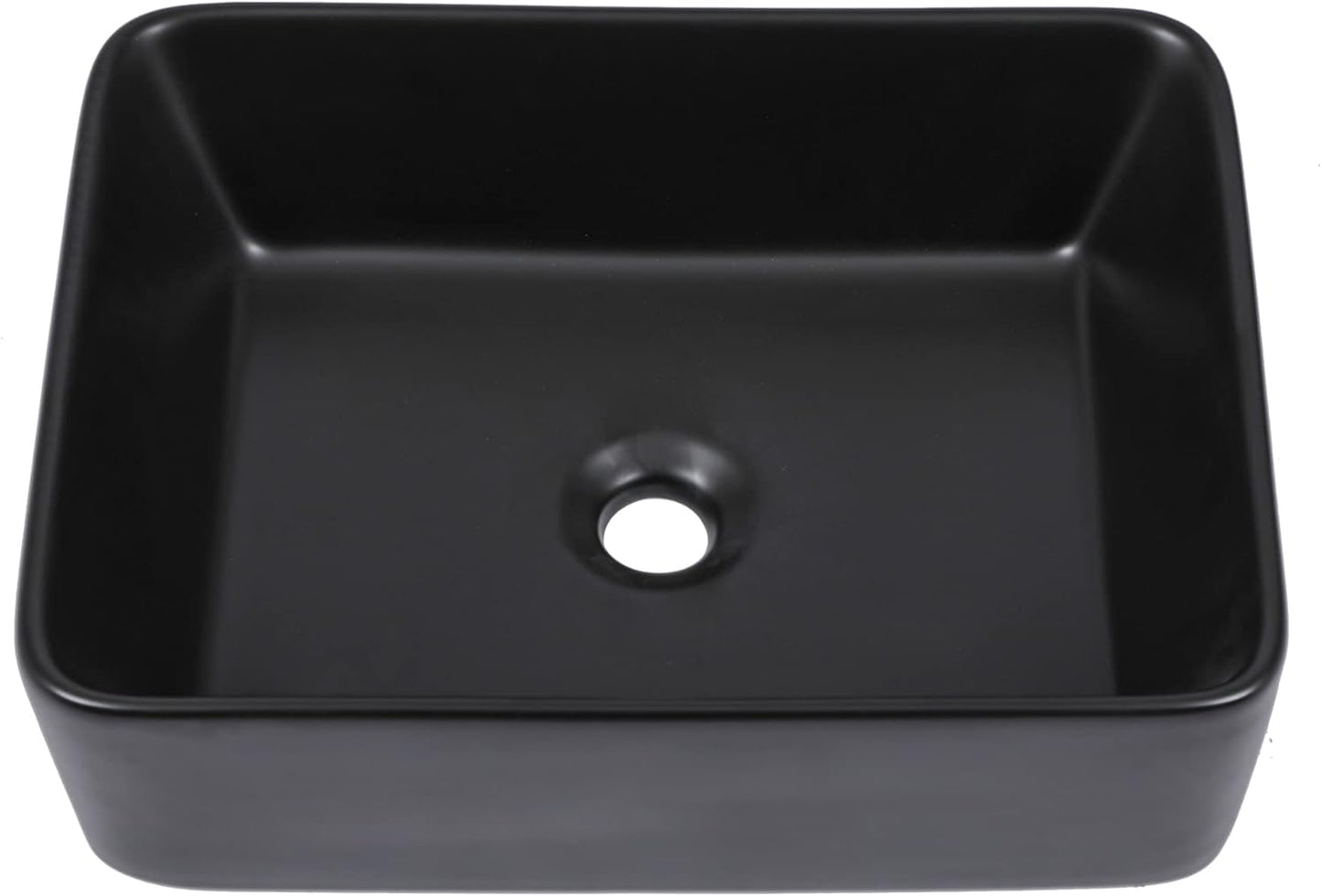 Kichae Vessel Sink Rectangular - 19in x15in  Modern Bathroom Rectangle Above Matte Black Porcelain Ceramic Vessel Vanity Sink Art Basin