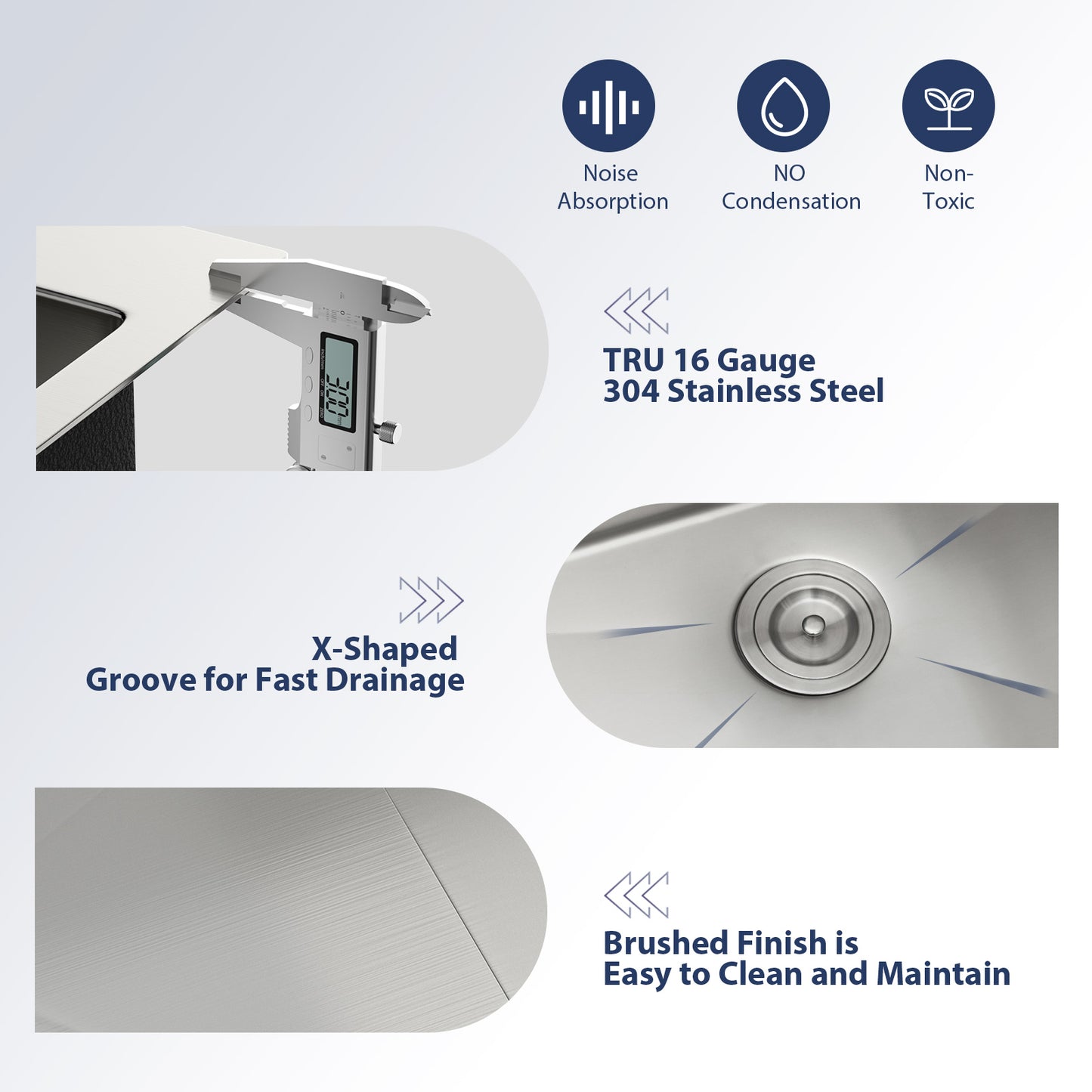 Kichae 28 Inch Drop In Kitchen Sink 28×22 Inch 16 Gauge T304 Stainless Steel Single Bowl Topmount Sink with Complete Accessories