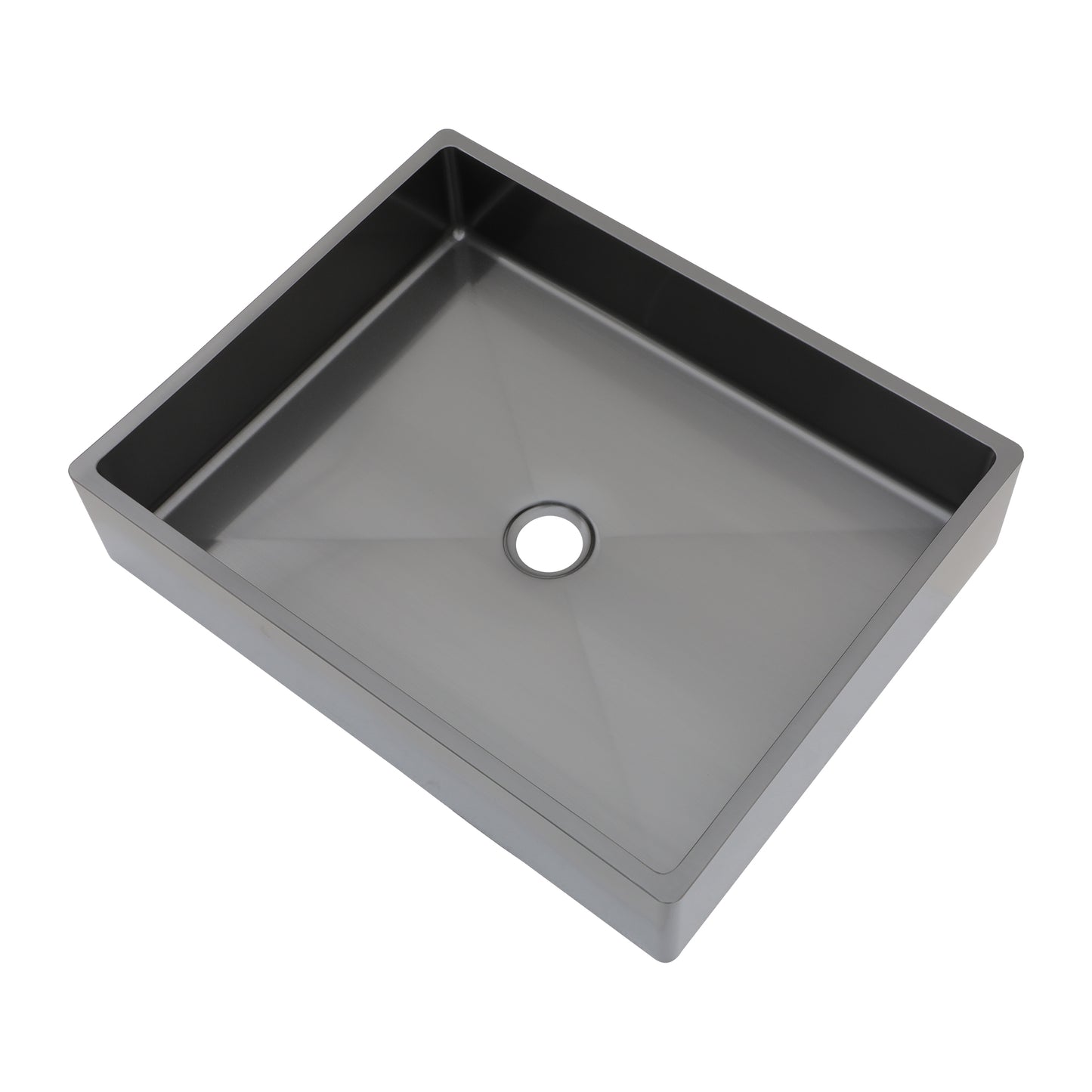 19in L X 15in W Stainless Steel Rectangular Bathroom Sink Above Couter Art Basin with Pop Up Drain-Gunmetal Black