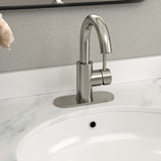 Kichae Two Handle Brushed Nickel Bathroom Lavatory Faucet Complete Set with Pop Up Drain & Supply Hoses Kichae USA