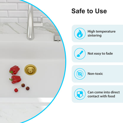 Kichae 33" x 22" White Quartz Drop-In Kitchen Sink, Single Bowl Quartz Kitchen Sink with Accessories