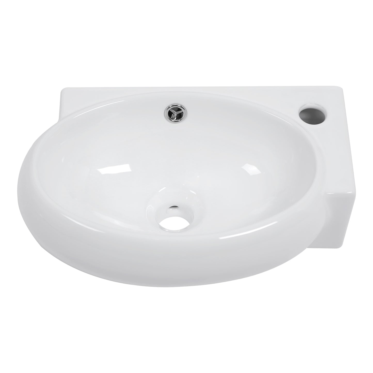 Wall Mount Vessel Sink Floating - Kichae 16 x 11 inch Corner Bathroom Vessel Sink White Ceramic Modern Wall Hung Sink Right Faucet Hole