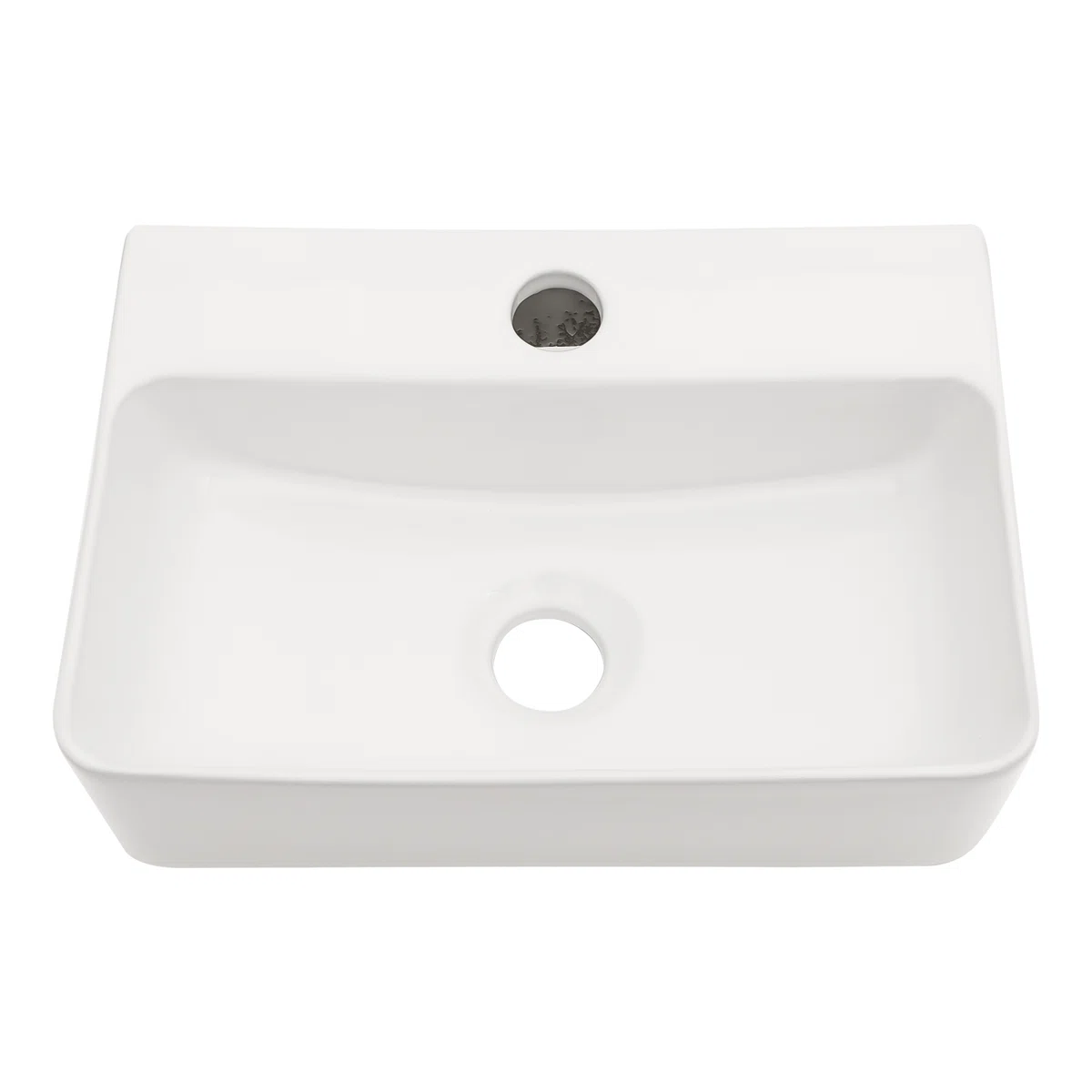 Kichae 14'' x10'' White Wall Mount Floating Vessel Sink Rectangular Ceramic Bathroom Vanity Sink with Faucet Hole