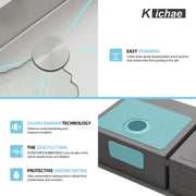 Kichae 33 Inch Undermount Kitchen Sink Double Bowl 50/50 Stainless Steel 18 Gauge Under Counter Kitchen Sink Handmade Basin with Drain Strainer Kichae USA
