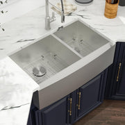 Kichae 36 Double Farmhouse Sink - 36 Inch Kitchen Sink Double Bowl 60/40 Stainless Steel Apron Front Farm Kitchen Sink Farmer Sink Kichae USA