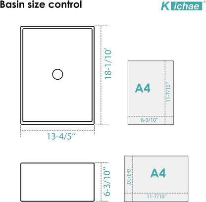 Kichae Rectangular Vessel Sink - 18in  x 13in  Modern Bathroom Vessel Sink White Porcelain Ceramic Rectangle Above Counter Vessel Vanity Sink Art Basin