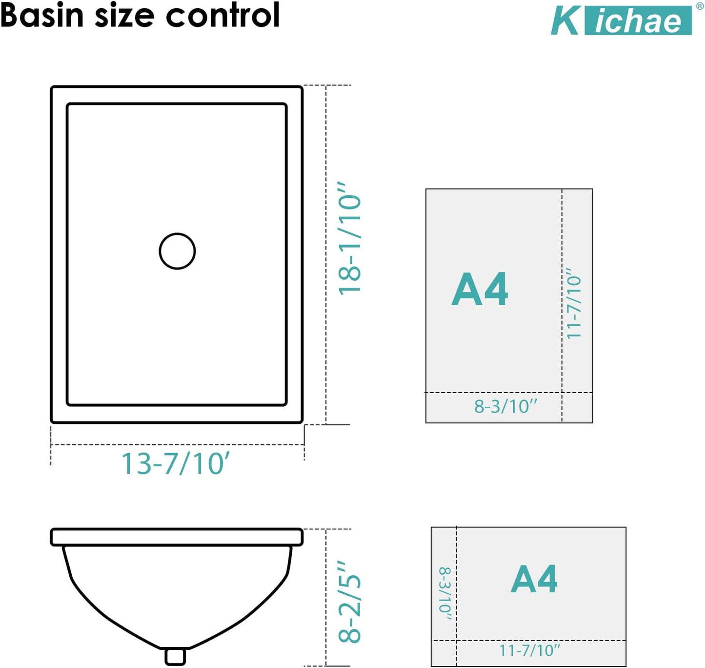 Kichae Bathroom Sink Undermount - 18in x14in  Vanity Sink Modern White Rectangle Undermount Sink Porcelain Ceramic Lavatory Vanity Bathroom Sink with Overflow