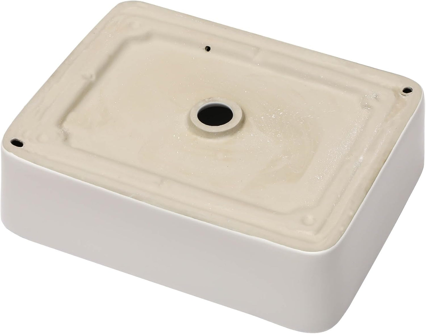 Kichae Bathroom Vessel Sink Rectangle - 19x15 Inch White Modern Bathroom Sinks Rectangular Above Counter Porcelain Ceramic Vessel Vanity Sink Art Basin