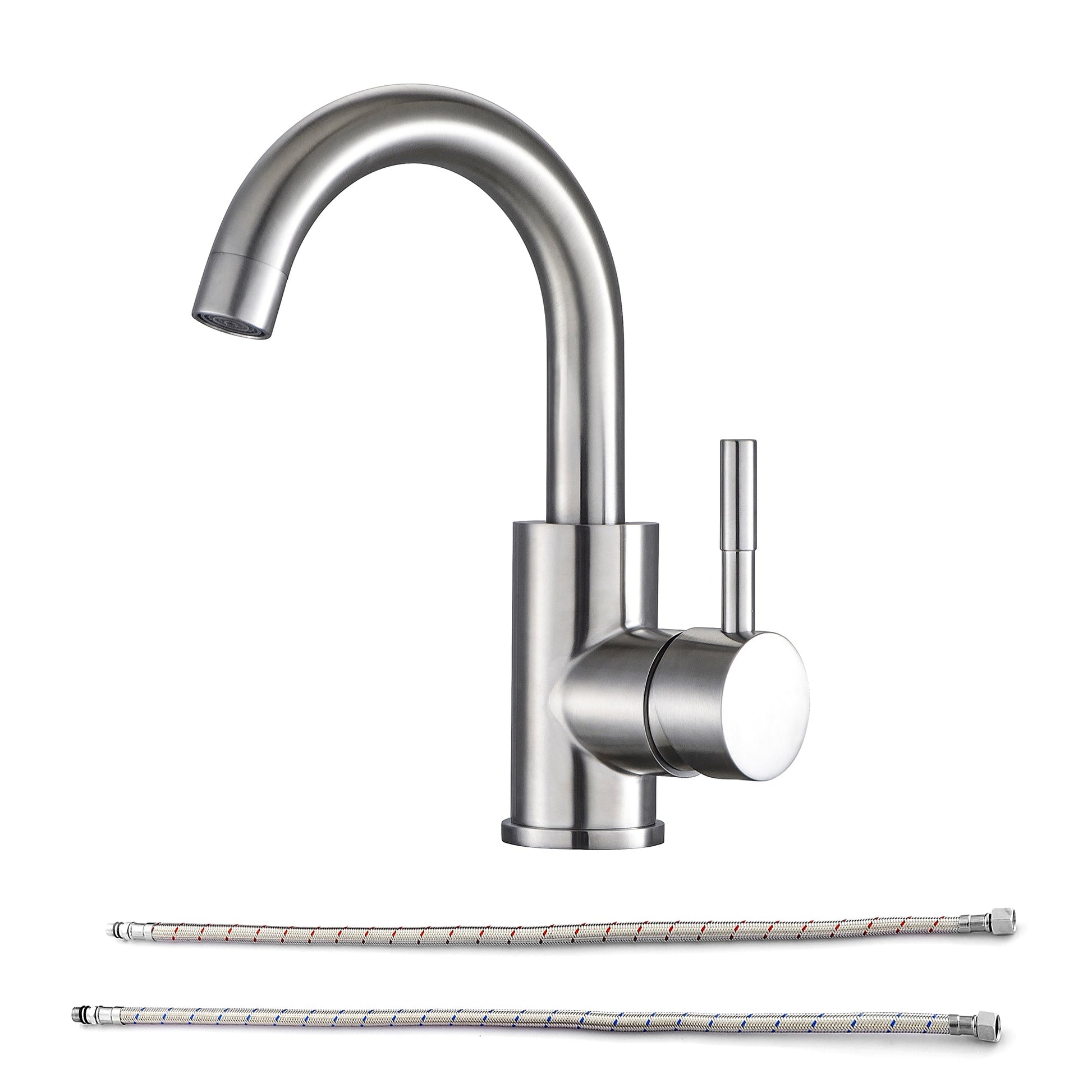 Kichae Bathroom Faucet - 2 Handle Brushed Nickel Lavatory Faucet Set with Pop-up Drain and Water Hoses | Bathroom Faucet, Big Deal | Kichae