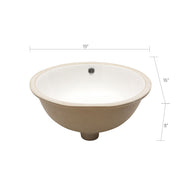 Kichae 19.5'' x 16'' White Oval Bathroom Sink Undermount Ceramic Lavatory Vanity Sink with Overflow Kichae USA