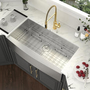 Kichae 36 Inch Farmhouse Apron Front Kitchen Sink 36x20 Inch T304 Stainless Steel 16 Gauge Single Bowl Handmade Farmer Sink with Accessories Kichae USA