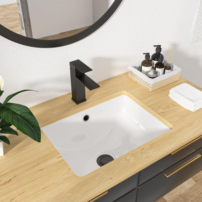 Kichae Bathroom Sink Undermount - 18in x14in  Vanity Sink Modern White Rectangle Undermount Sink Porcelain Ceramic Lavatory Vanity Bathroom Sink with Overflow