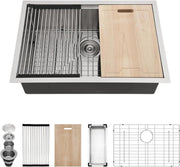 Kichae 27x19 Undermount Workstation Kitchen Sink 304 Stainless Steel Single Bowl All-In-One Prep Sink Kichae USA