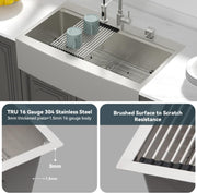 Kichae 36 Drop In Farmhouse Sink 36 inch Farmhouse workstation Kitchen Sink Drop-in Topmount Apron Front 16 Gauge Stainless Steel Deep Single Bowl Ledge Workstation Kitchen Sink  from Kichae
