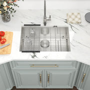Kichae Kitchen Sink Undermount - 28 Inch Undermount Sink Single Bowl 18 Gauge Stainless Steel Kitchen Sink Round Corner Undermount Kitchen Sink Basin Kichae USA