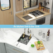Kichae 13 Inch x 15 Inch Undermount Bar Prep Sink T304 Stainless Steel Deep Single Bowl Outdoor Sink with Bottom Grid & Roll?Up Rack for Bar Kitchen RV Kichae USA