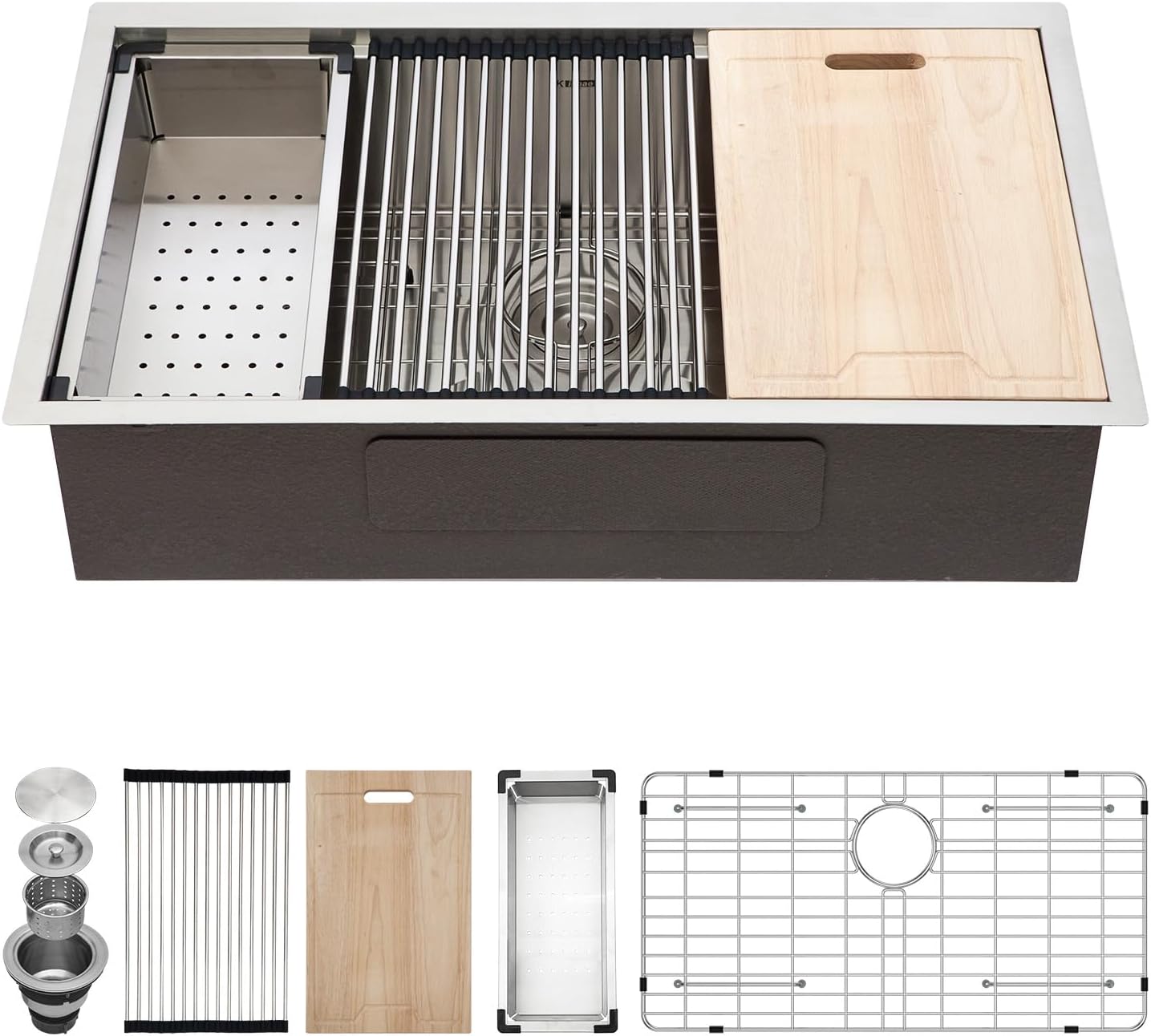 32 Kitchen Sink Undermount Workstation - Kichae 32x19 Undermount Kitchen Sinks Ledge Workstation 16-Gauge Stainless Steel Deep Single Bowl Under Counter Kitchen Sink Handmade Basin