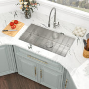 Kichae 32 Inch Undermount Single Bowl Kitchen Sink 16 Gauge T304 Stainless Steel Kichae USA