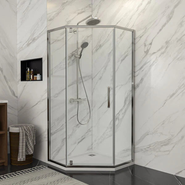 34-1/8" W X 72" H Shower Door And Enclosure Semi-Frameless Neo-Angle Hinged