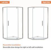 34-1/8'' W X 72'' H Shower Door And Enclosure Semi-Frameless Neo-Angle Hinged Kichae USA