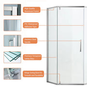 34-1/8'' W X 72'' H Shower Door And Enclosure Semi-Frameless Neo-Angle Hinged Kichae USA