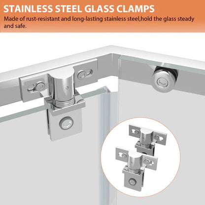 34-1/8" W X 72" H Shower Door And Enclosure Semi-Frameless Neo-Angle Hinged