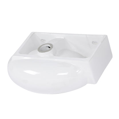 Wall Mount Vessel Sink Floating - Kichae 16 x 11 inch Corner Bathroom Vessel Sink White Ceramic Modern Wall Hung Sink Right Faucet Hole