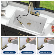 Kichae 33'' x 22'' White Granite Composite Drop In Workstation Single Bowl Kitchen Sink Kichae USA