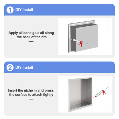 Kichae 12'' x 12'' Stainless Steel Recessed Shower Niche Built In Shower Shelf
