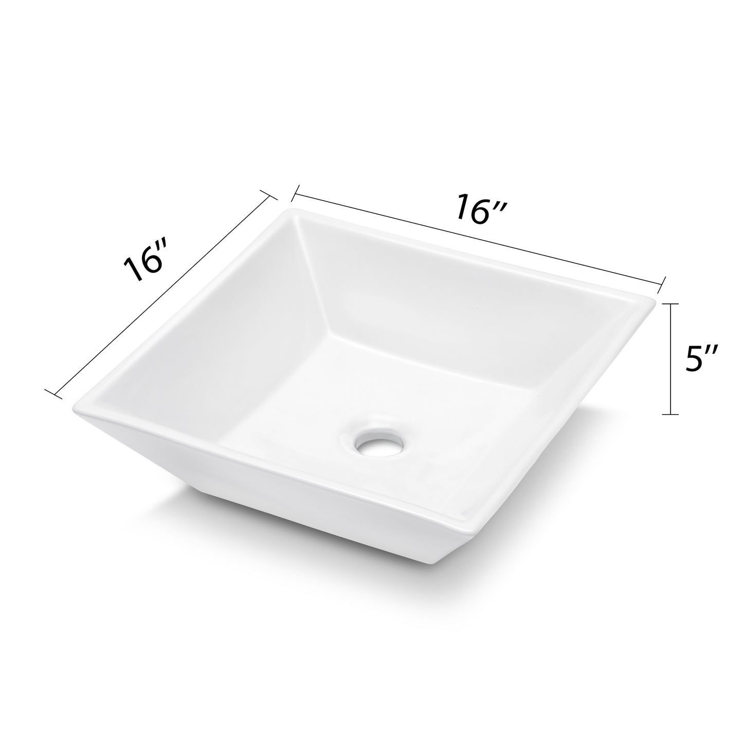 Bathroom Vessel Sink Square - Kichae 16 Inch Modern Square Above Counter White Porcelain Ceramic Bathroom Vessel Vanity Sink Art Basin