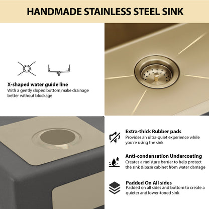 Kichae 36 Inch Gold Undermount Workstation Kitchen Sink 16 Gauge T304 Stainless Steel