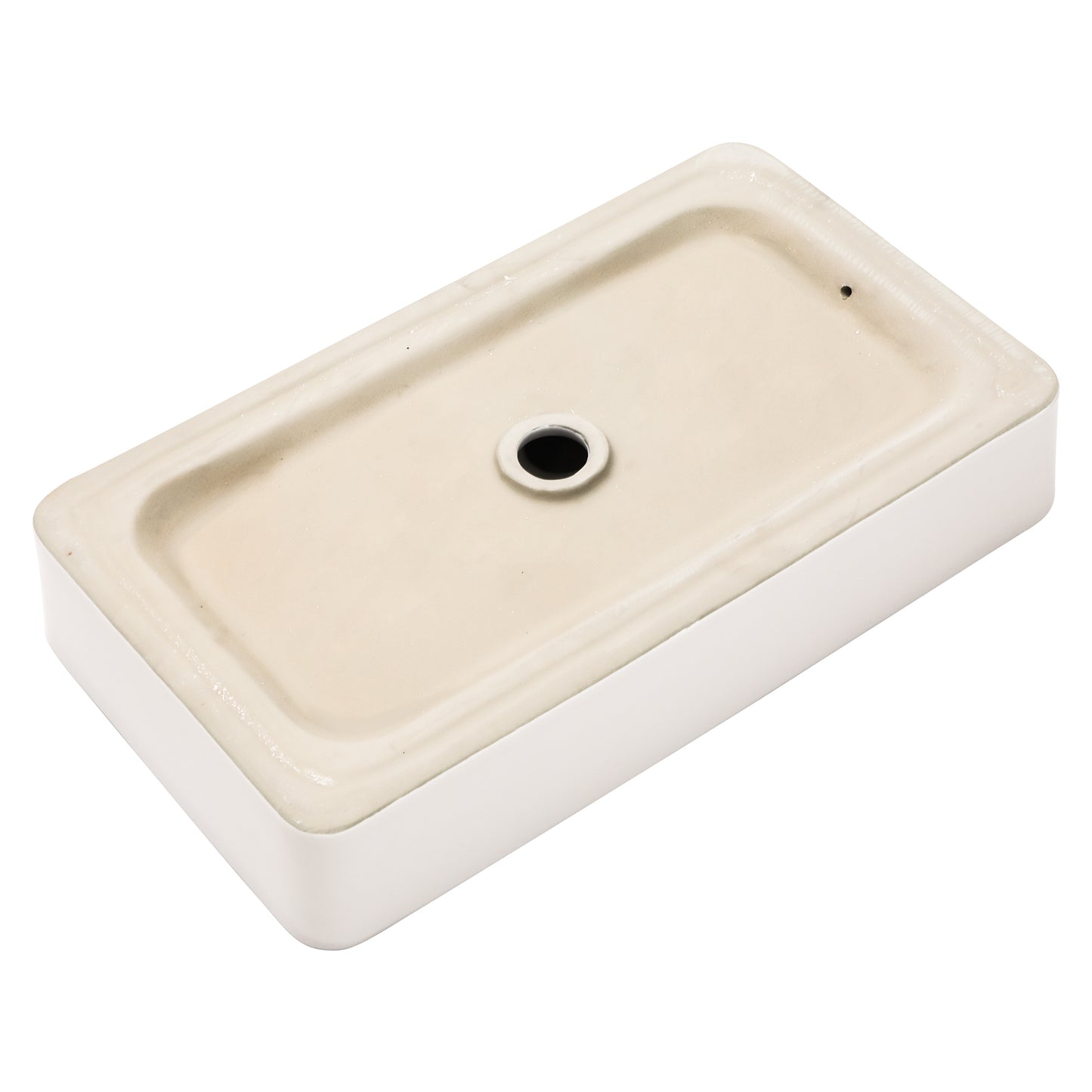 Kichae 24" x 14" White Rectangular Vessel Bathroom Sink with Black Rim, Above Counter Ceramic Vanity Sink