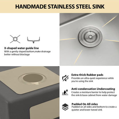 Kichae 32 Inch Undermount Workstation Kitchen Sink 16‑Gauge Stainless Steel Single Bowl Sink with Cutting Board and Colander