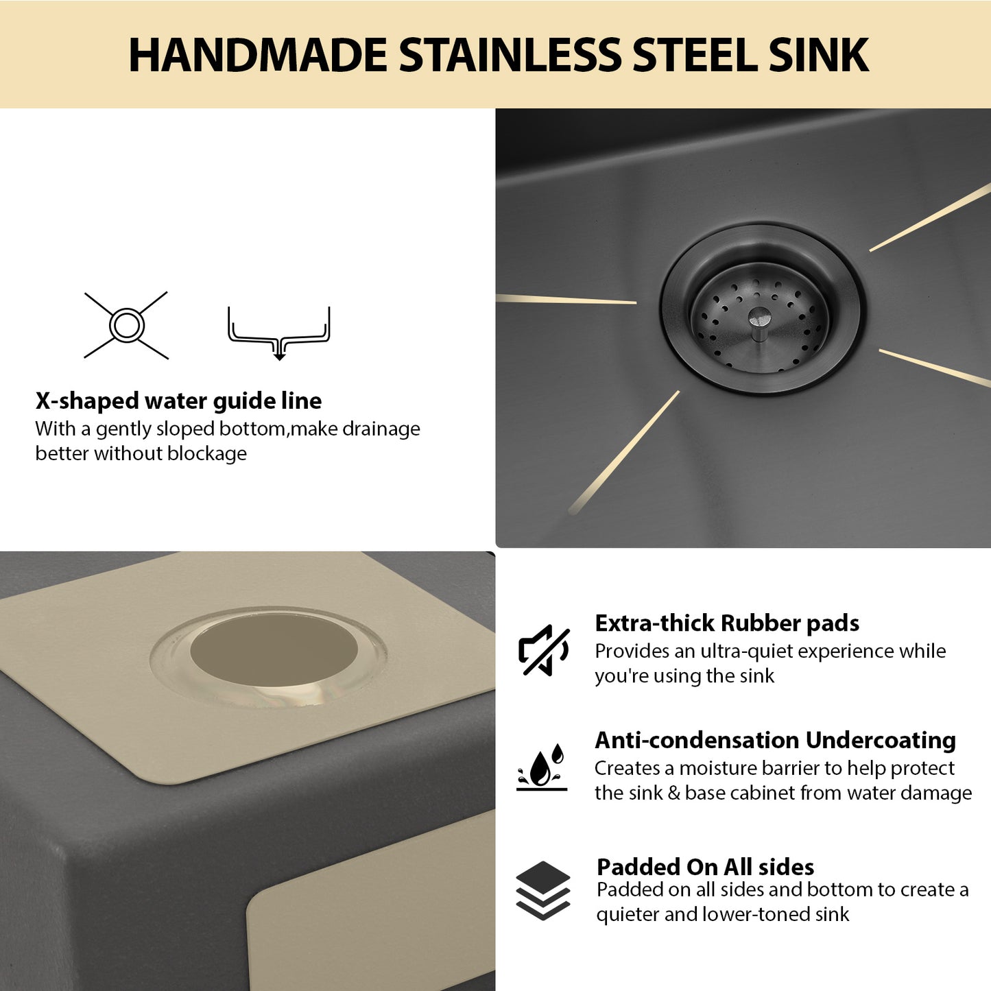 Kichae 30'' x 19'' Gunmetal Black Undermount Workstation Kitchen Sink 16 Gauge Stainless Steel Single Bowl Sink with Full Workstation Accessories