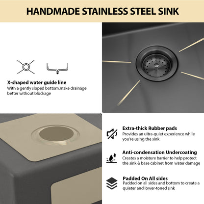 Kichae 30'' x 19'' Gunmetal Black Undermount Workstation Kitchen Sink 16 Gauge Stainless Steel Single Bowl Sink with Full Workstation Accessories