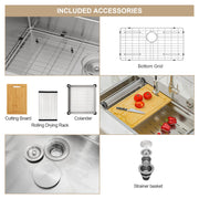 Kichae 33x22 Inch Drop In Patent Double Ledges Design Workstation Sink Kichae USA