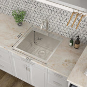 Kichae Drop In Laundry Sink - 22x22x12 Kitchen Sink Drop In 12 Inch Deep Sink T304 Stainless Steel Topmount Handmade Single Bowl RV Laundry Sink with Accessories Kichae USA