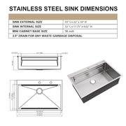 Kichae 33x22 Inch Drop In Patent Double Ledges Design Workstation Sink Kichae USA