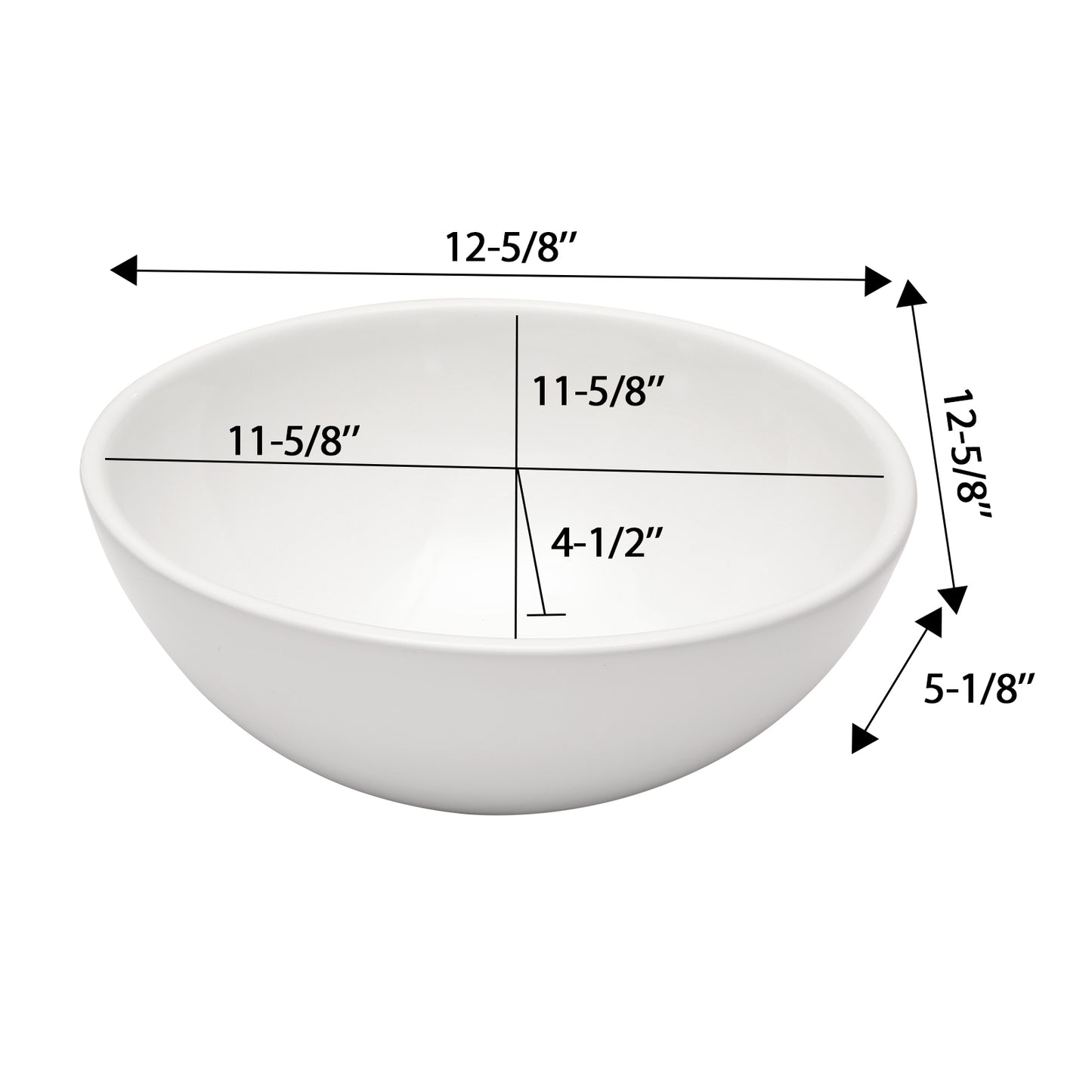 Kichae 13" x 13" Round White Vessel Bathroom Sink Above Counter Porcelain Vanity Sink for Powder Room