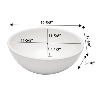 Kichae 13" x 13" Round White Vessel Bathroom Sink Above Counter Porcelain Vanity Sink for Powder Room