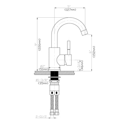 Kichae Bathroom Faucet - 2 Handle Brushed Nickel Lavatory Faucet Set with Pop-up Drain and Water Hoses