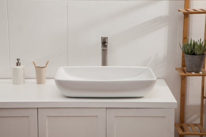 24in W x 15-1/2in D Bathroom Vessel Sink Washroom Sink Design White Ceramic Handmade Rectangular