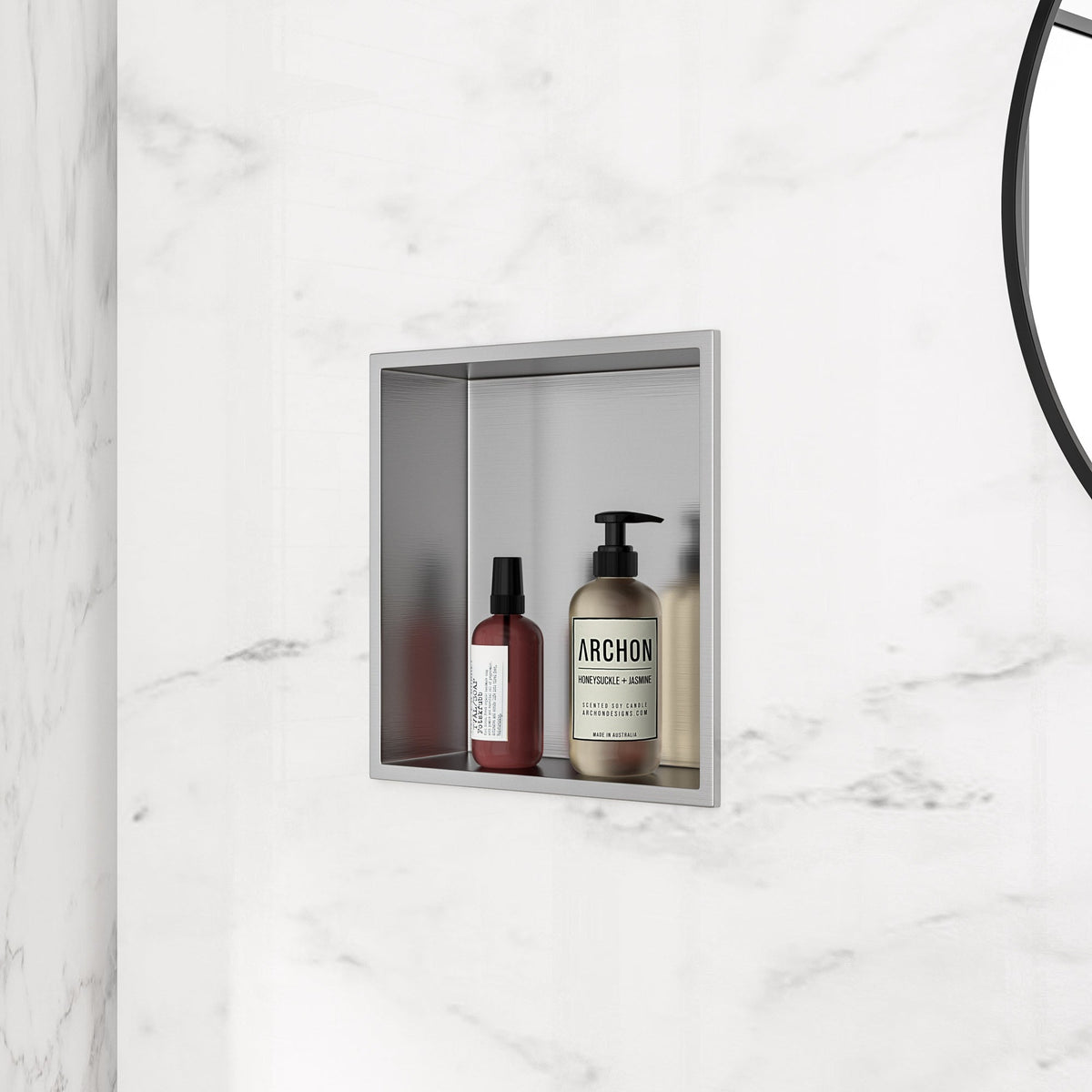 KICHAE 12x12 recessed stainless steel shower niche – Brushed Nickel shower installation