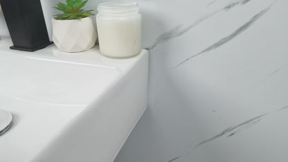 Kichae 14'' x10'' White Wall Mount Floating Vessel Sink Rectangular Ceramic Bathroom Vanity Sink with Faucet Hole