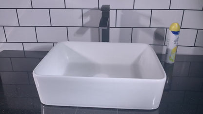 Kichae 19x15 Inch White Ceramic Rectangular Vessel Bathroom Sink Above Counter Vanity Basin