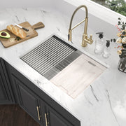 Kichae 27x19 Undermount Workstation Kitchen Sink 304 Stainless Steel Single Bowl All-In-One Prep Sink Kichae USA