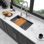 33'' W x 19'' D Undermount Kitchen Sink Workstation Sink Single Bowl Stainless Steel Kichae USA