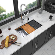 28'' W x 18'' D Undermount Kitchen Sink Worksation Sink Gunmetal Black Single Bowl Stainless Steel Kichae USA