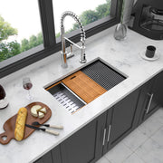 33'' W x 19'' D Undermount Kitchen Sink Workstation Sink Single Bowl Stainless Steel Kichae USA