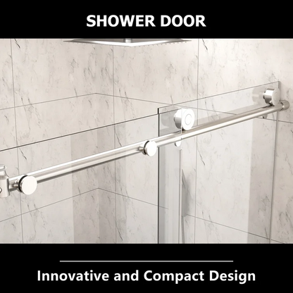 48" W X 76"H Semi-Frameless Shower Door And Enclosure Single Sliding with Clear Glass